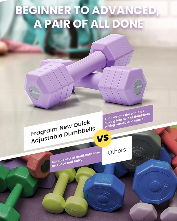 Adjustable Dumbbells Set 10 lbs - Purple