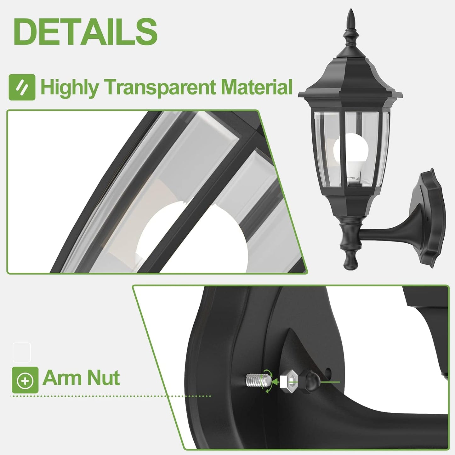 Outdoor Porch Sconce LED Exterior Wall Anti-Corrosion Plastic