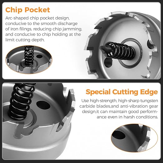 Carbide Hole Saws, Hole Cutter 9 Piece Stainless Steel