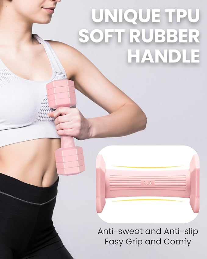 Adjustable Dumbbells Set 10 lbs - Pink