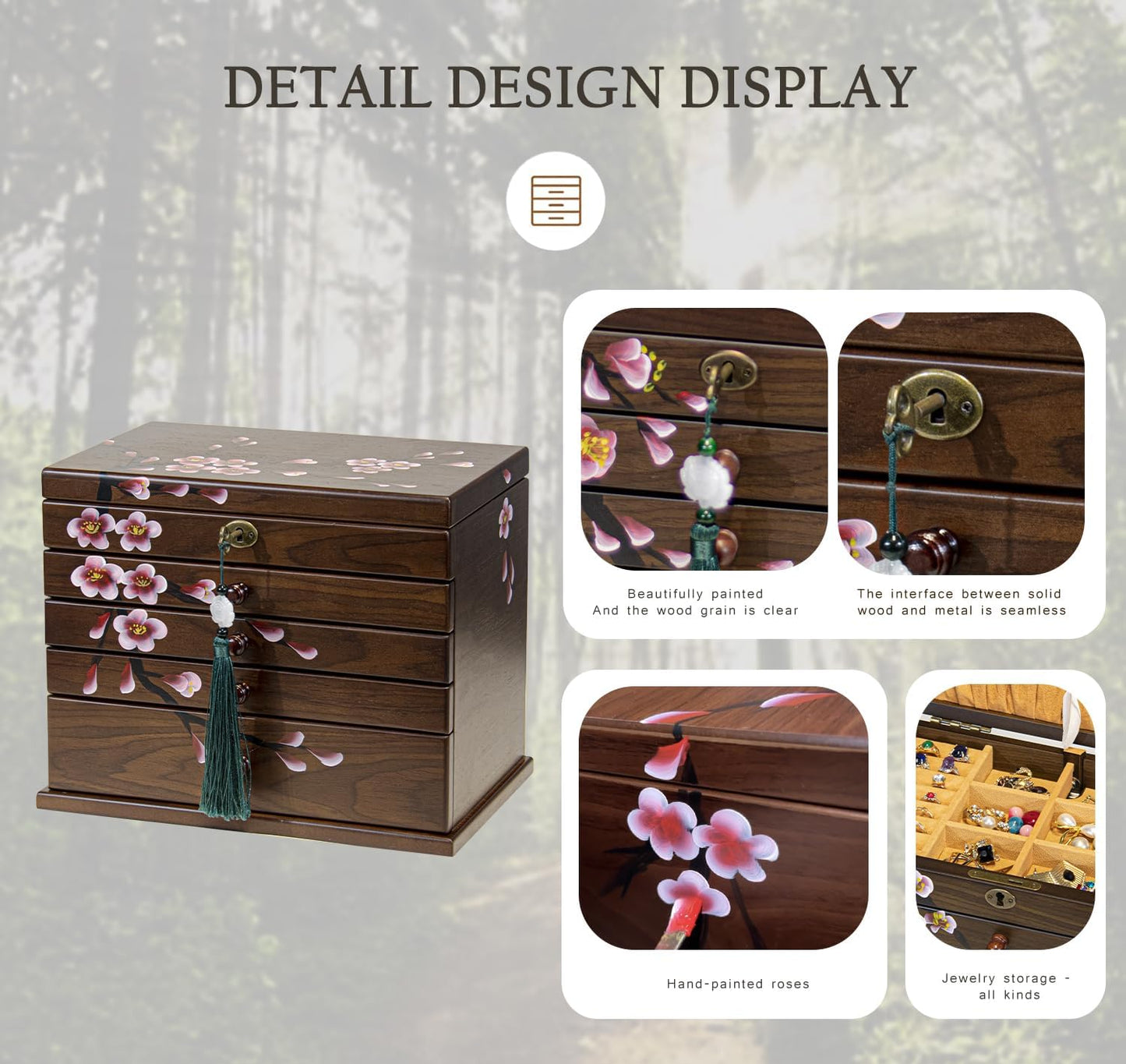 Wooden Jewelry Boxes with Lock & Key
