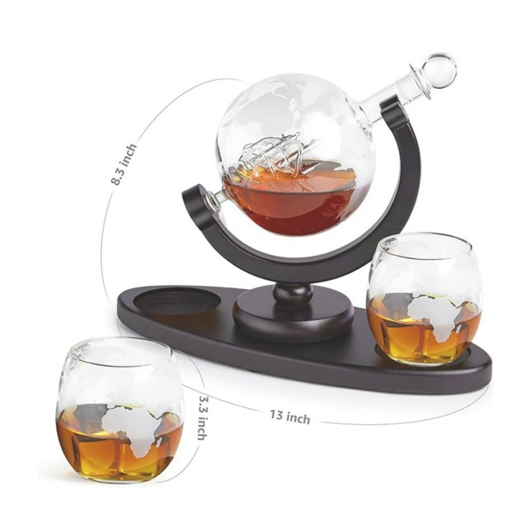 Globe Whiskey Decanter with 2 Glassware