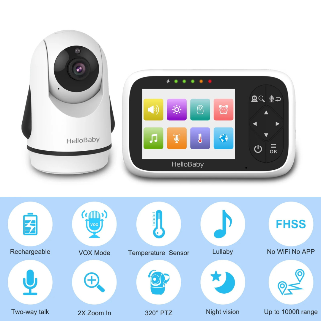 HelloBaby Baby Monitor with 3.2'' IPS Screen Wireless Connection