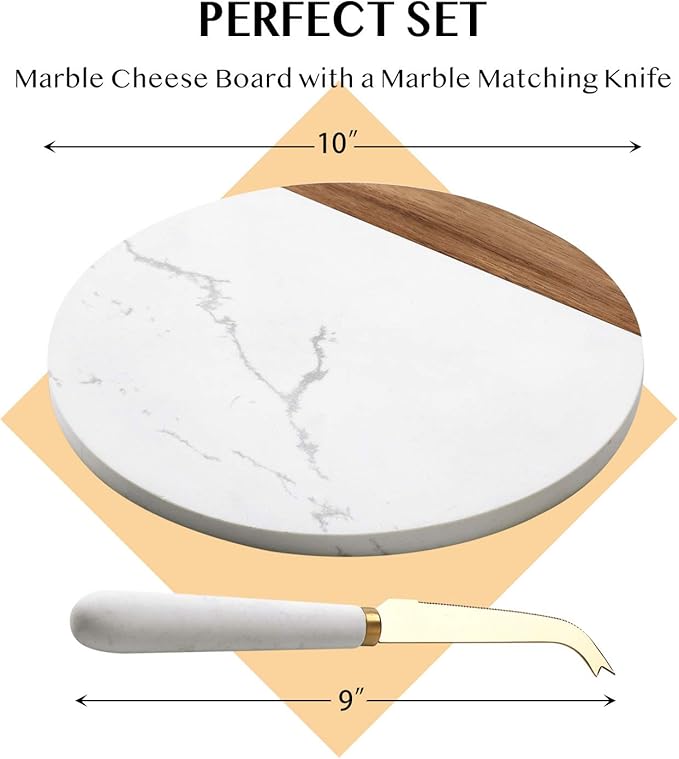 Marble and Acacia Wooden Cheese Board