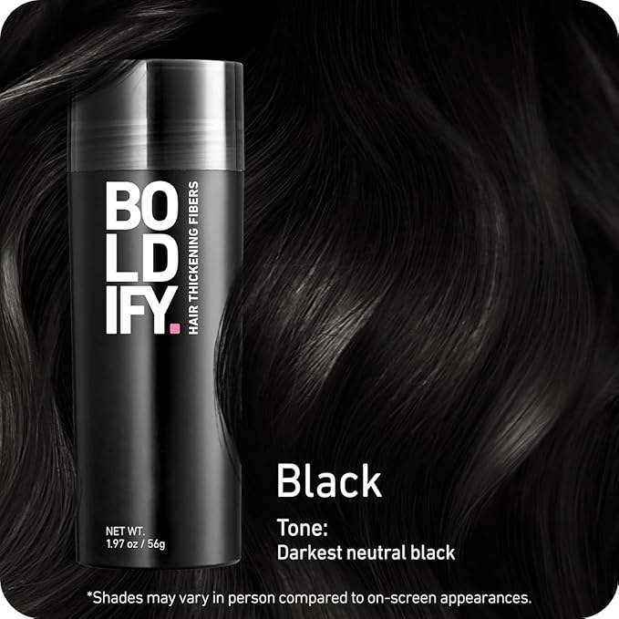 BOLDIFY Hair Fibers (56g) Fill In Thinning and Fine Hair (Black)