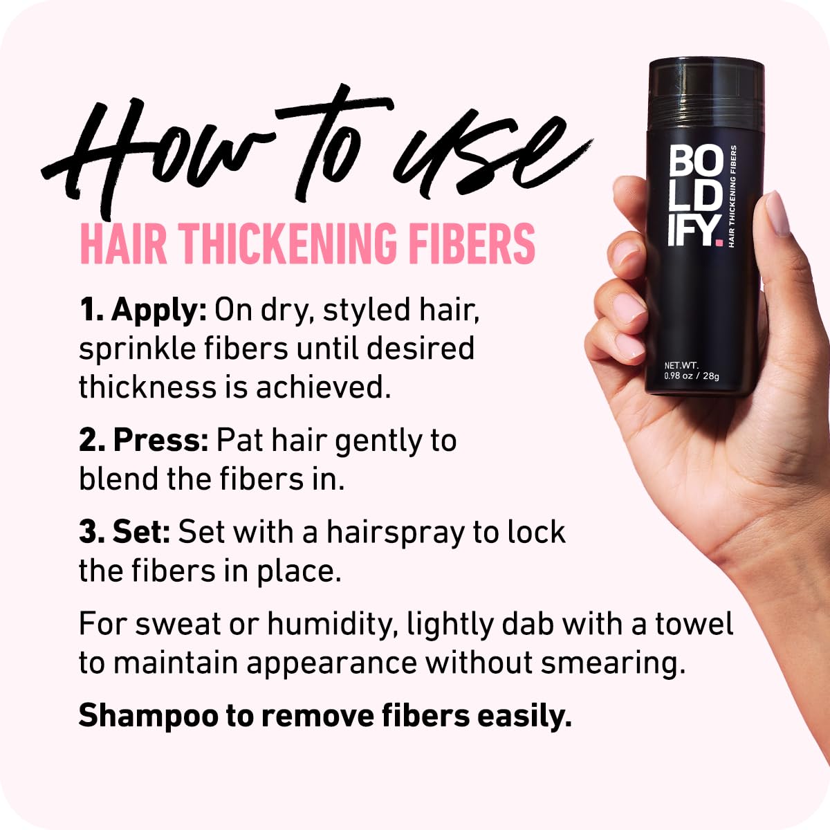 BOLDIFY Hair Fibers (56g) Fill In Thinning and Fine Hair (White)