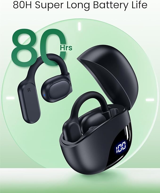 Wireless Bluetooth Open Ear Earbuds - Black