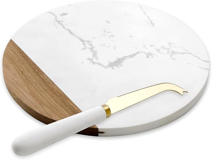 Marble and Acacia Wooden Cheese Board