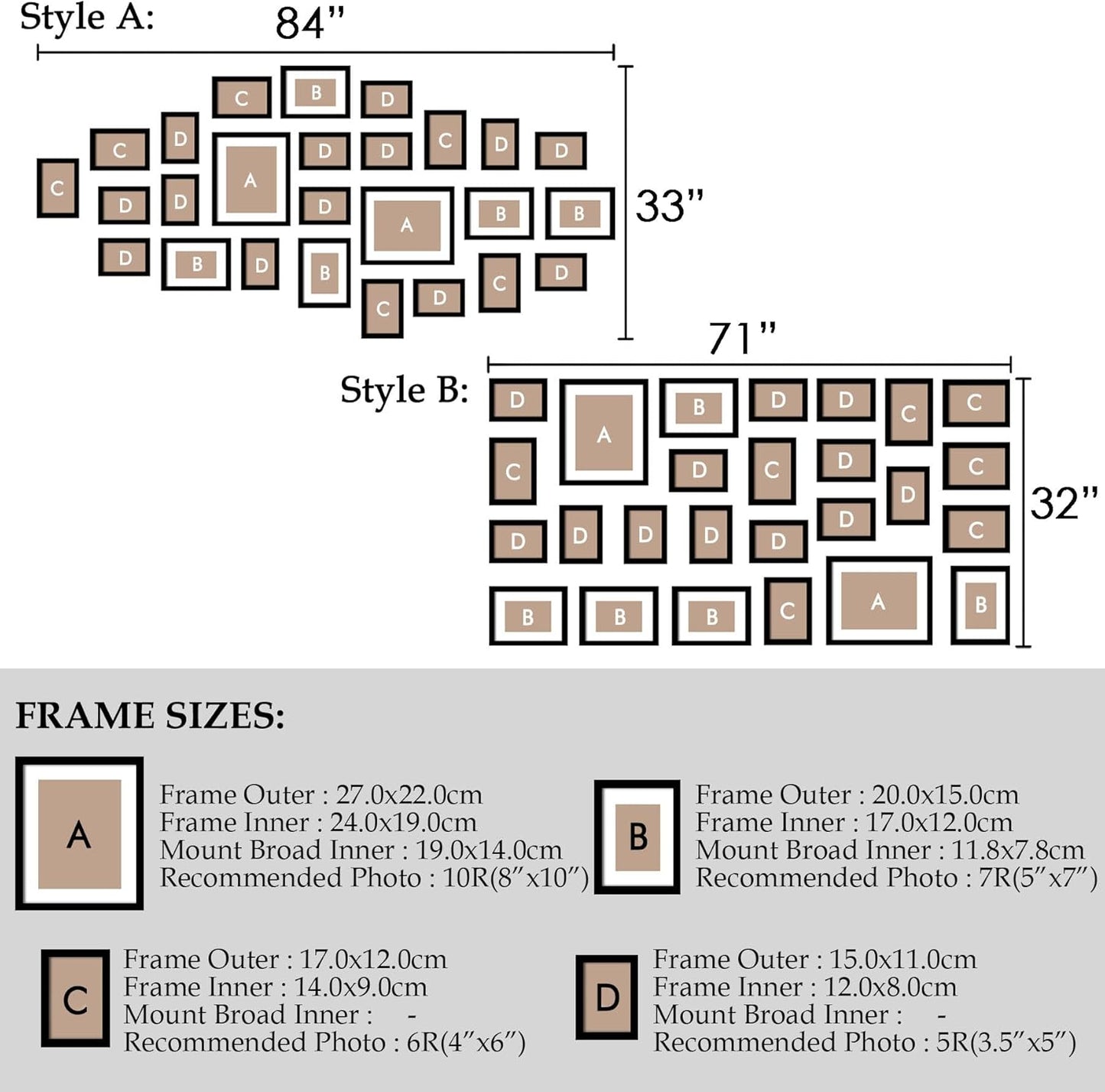 26 Pieces Picture Frames Set Collage Photo Frames