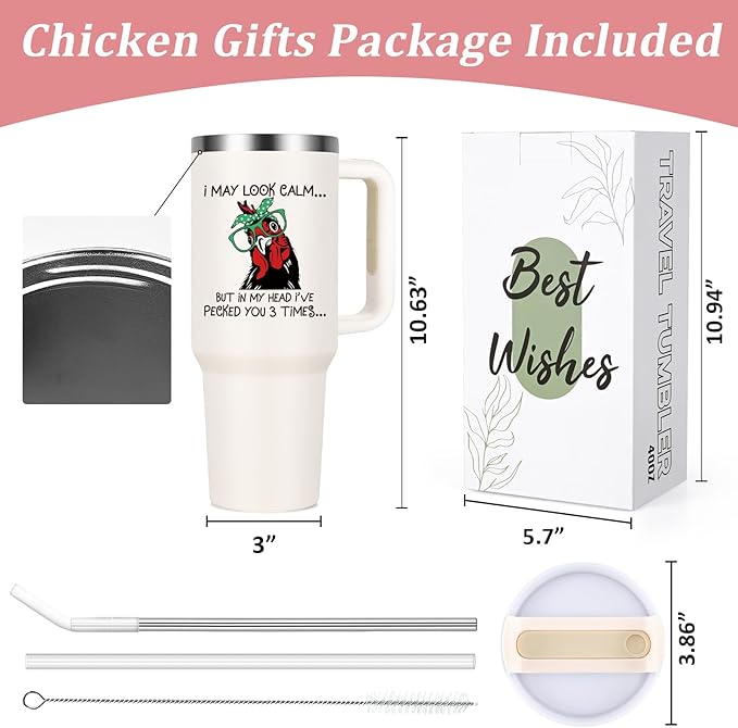 Funny Chicken Tumbler 40oz - Cream