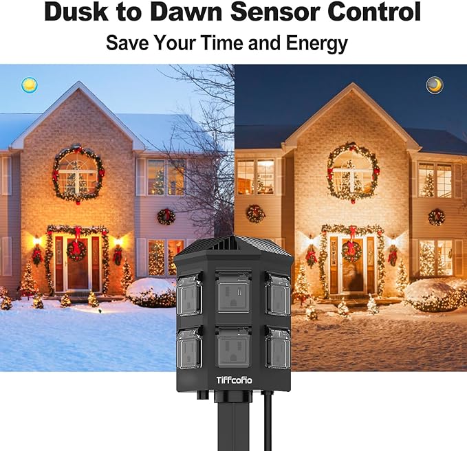 Outdoor Power Stake with Timer, 6 FT Extension