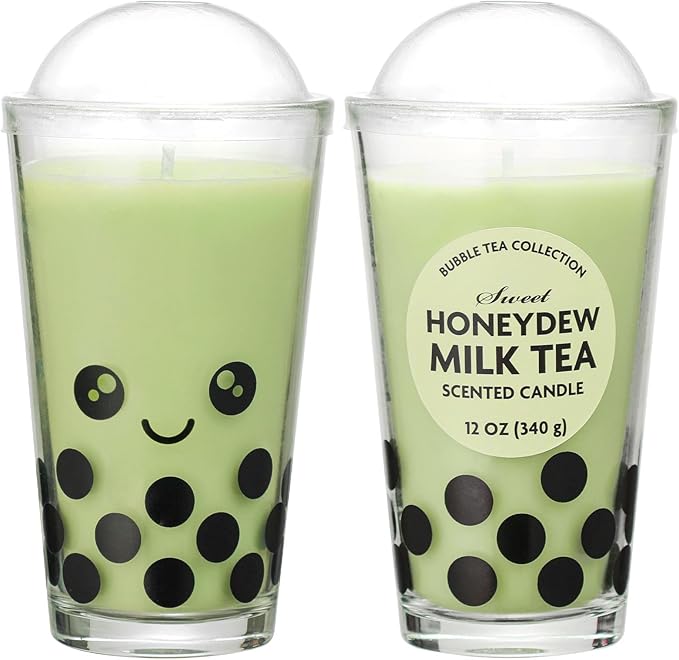 12oz Candle - Honeydew Melon Boba Tea Scented