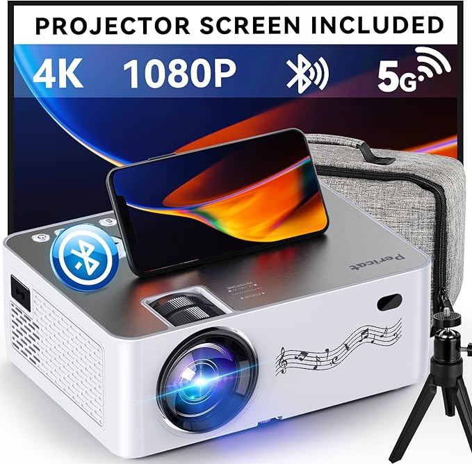 PERICAT Q9 1080P Projector with 100" Screen