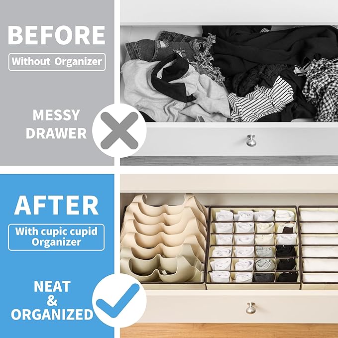 Set of 4 Drawer Organizer - Beige