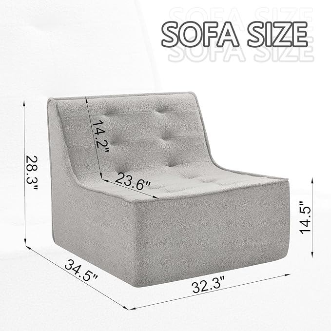 Lazy Floor Sofa Couch, Bean Bag Chair -Khaki