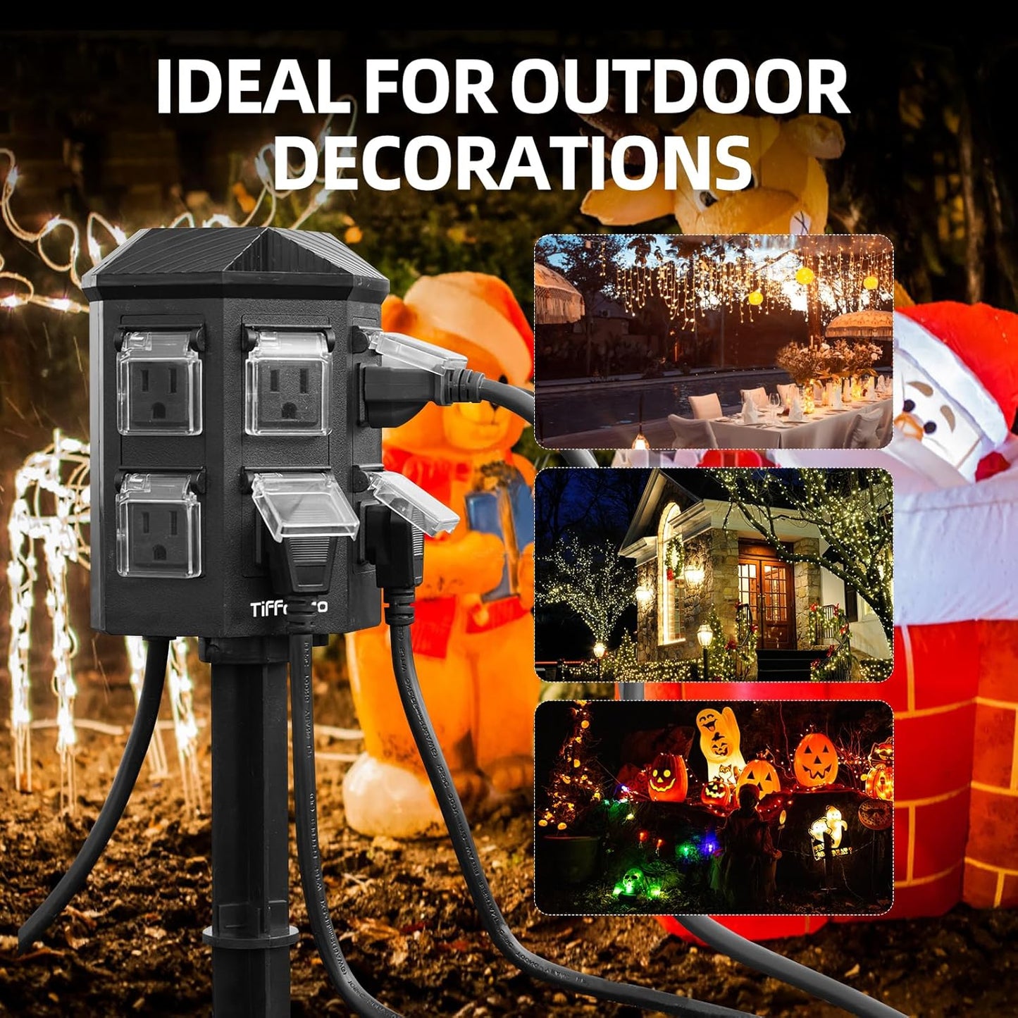 Outdoor Power Stake with Timer, 6 FT Extension