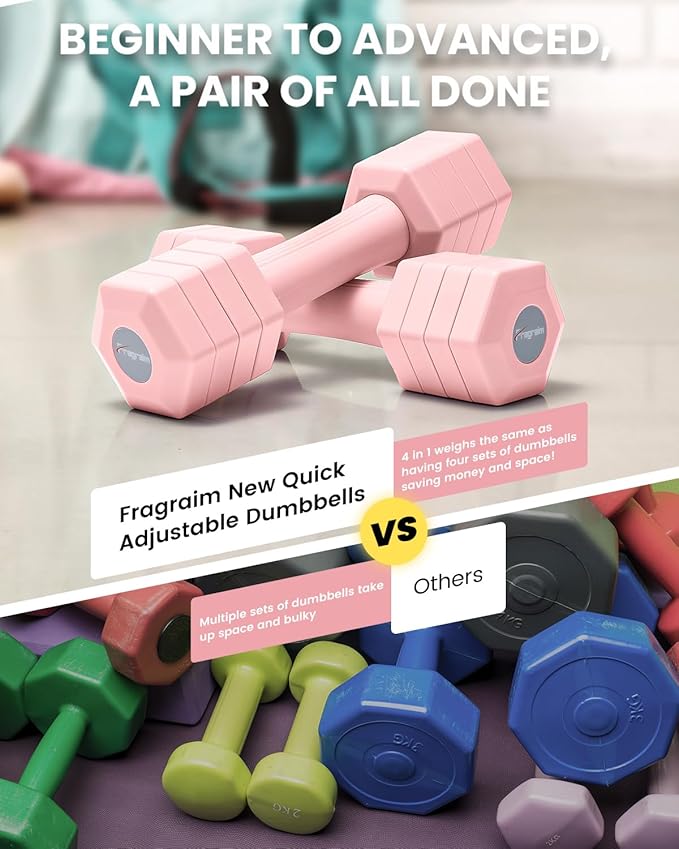 Adjustable Dumbbells Set 10 lbs - Pink