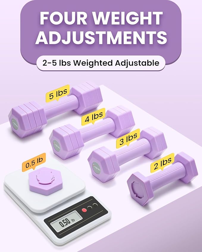 Adjustable Dumbbells Set 10 lbs - Purple