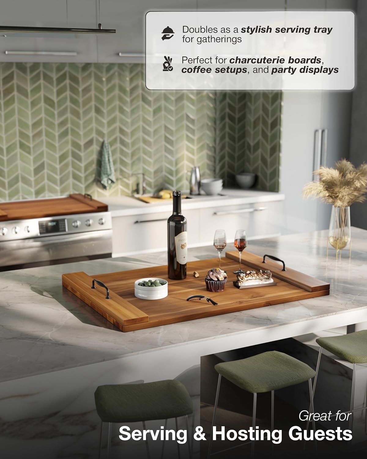Acacia Wood Kitchen Tray Stove Cover
