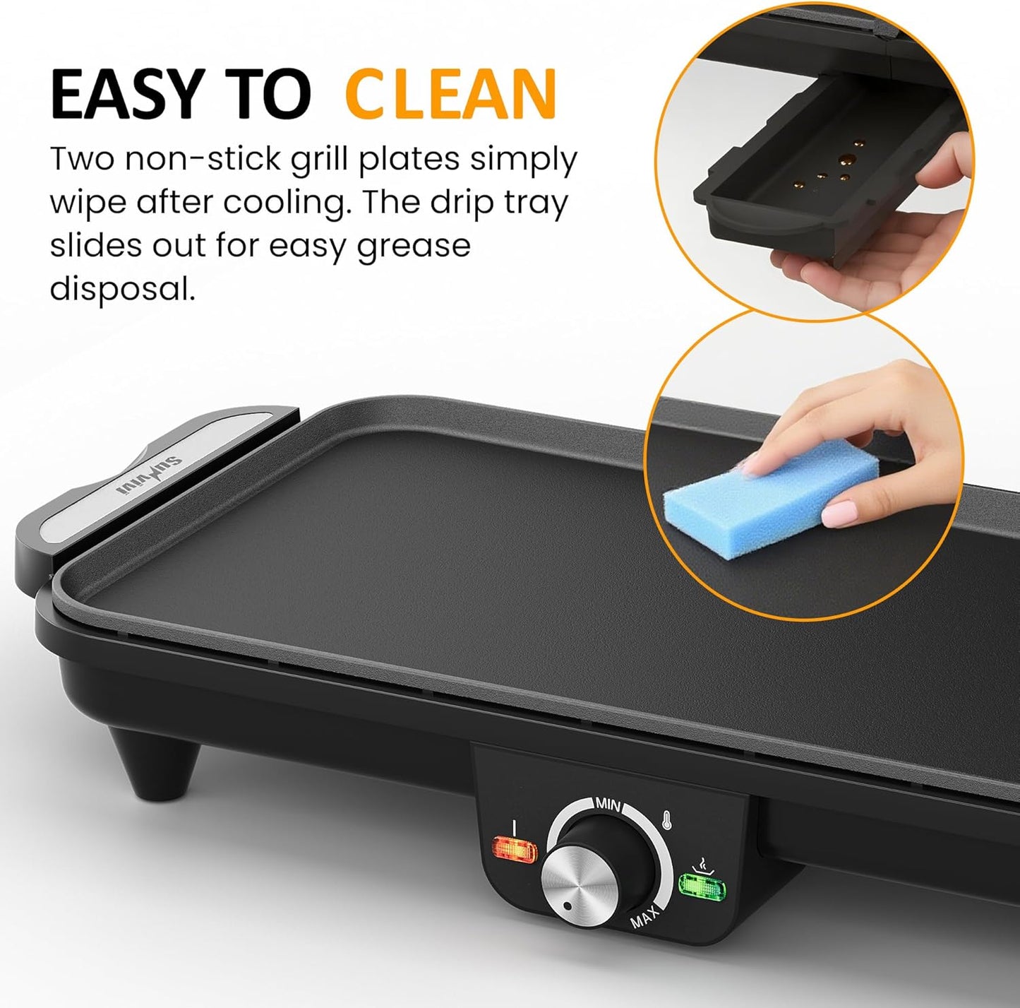 38in Electric Indoor Grill, Foldable Griddle