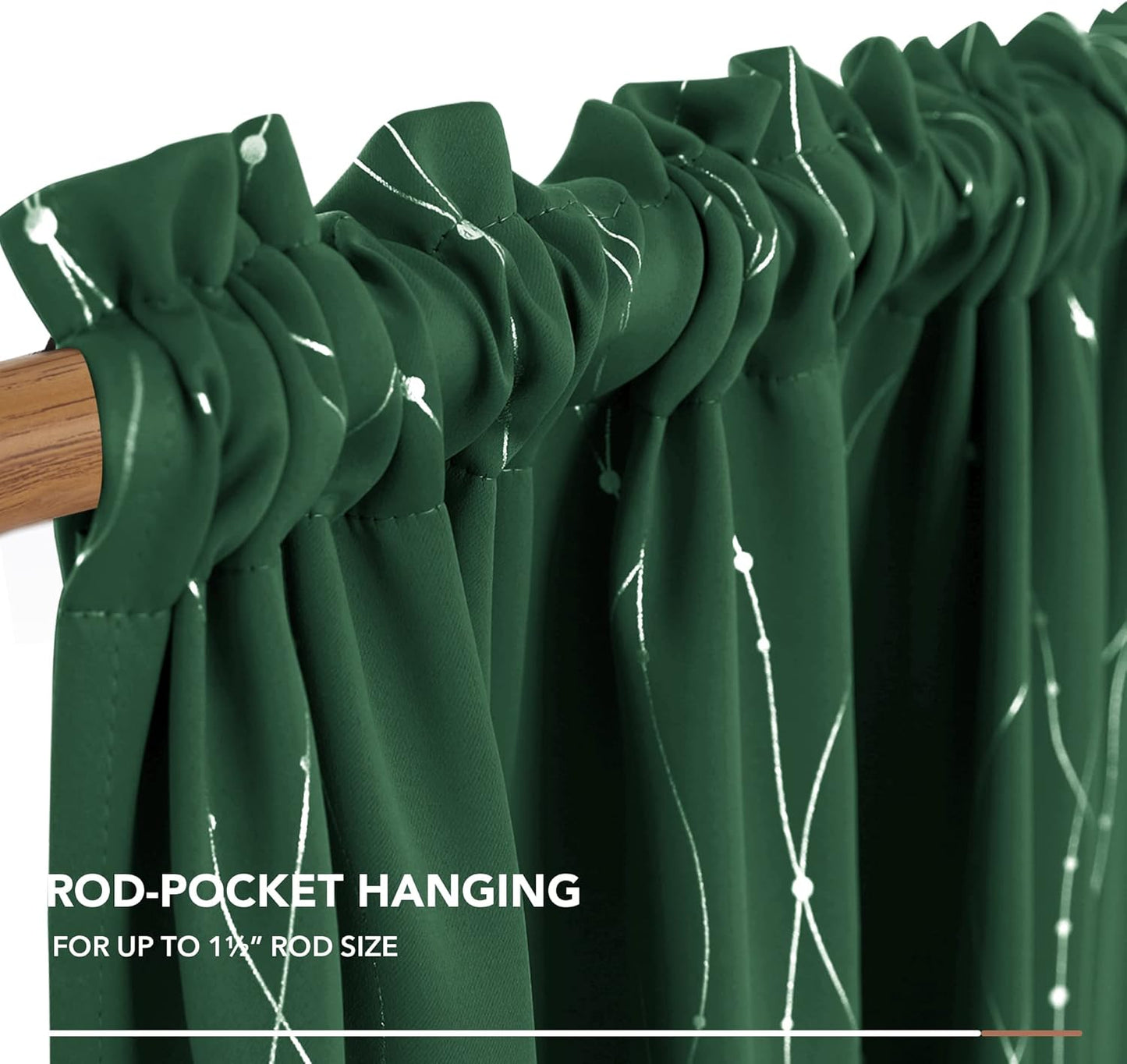 Dark Forest Green Blackout Curtains - W52in x L45in