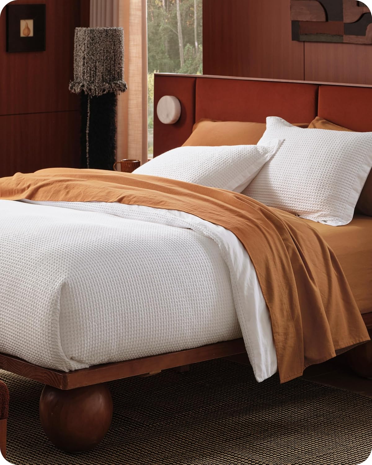 Bedsure Waffle Weave 3pc Duvet Cover Set - Oversized King | No Comforter