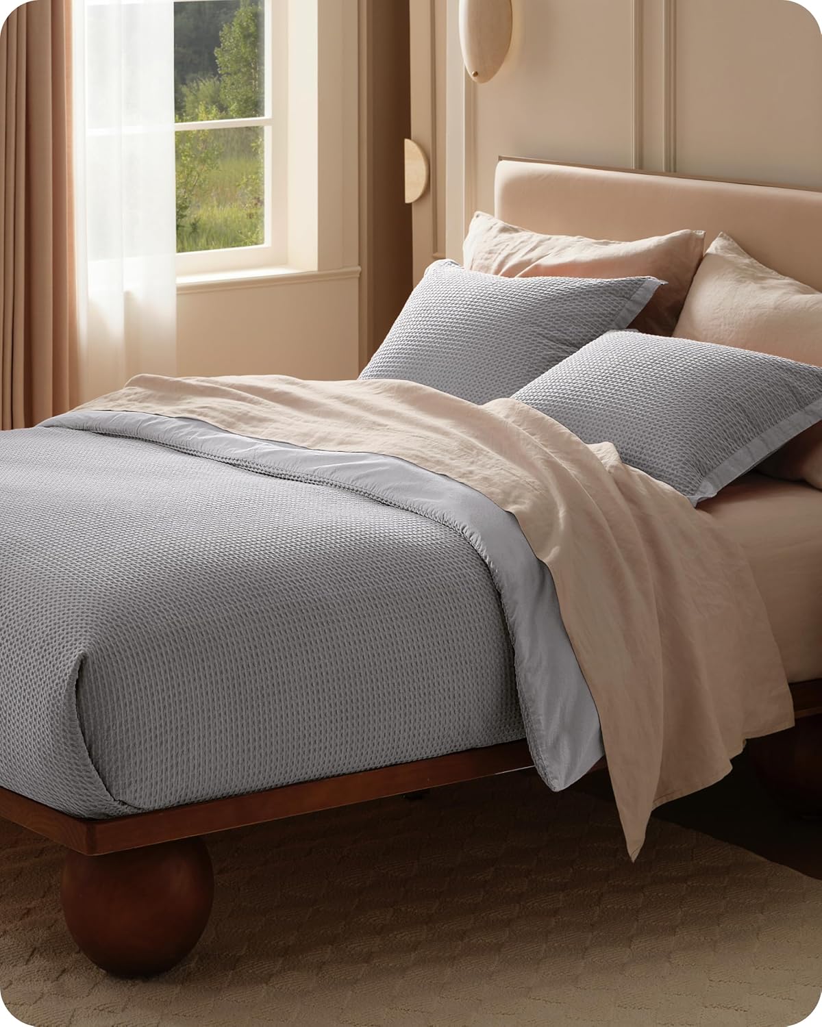 Bedsure Waffle Weave 3pc Duvet Cover Set - King | No Comforter
