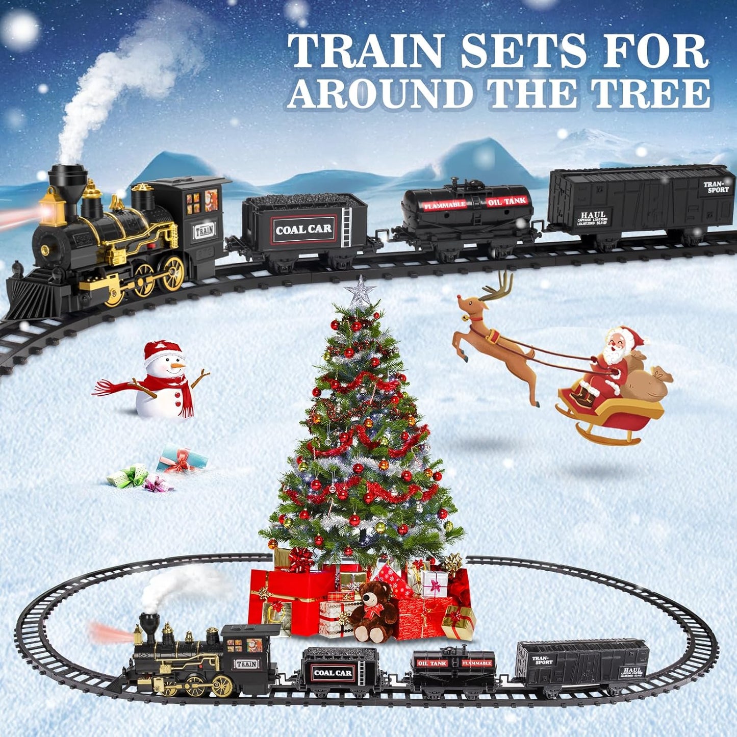 Electric Black Train with Water Steam