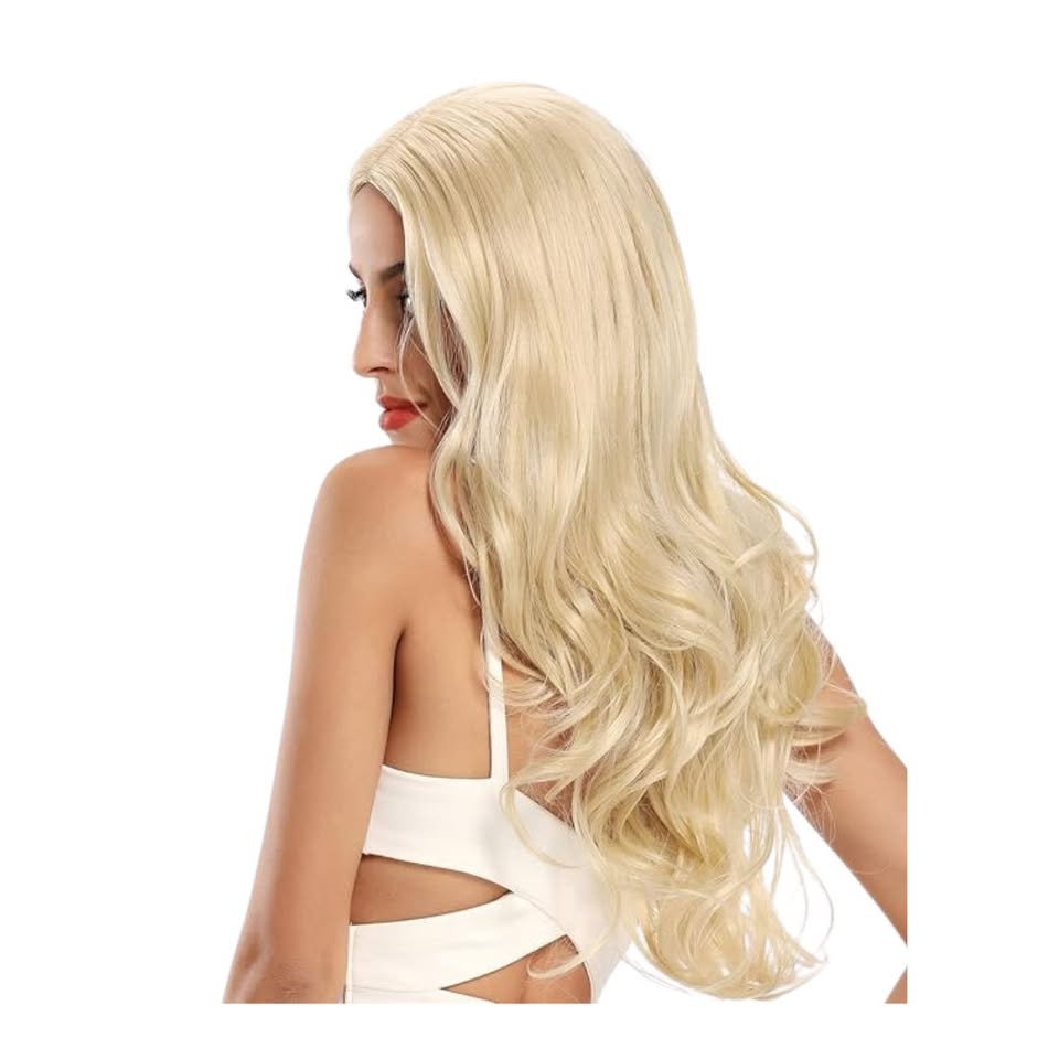Blonde Wig Long Curly Wavy Middle Part- 24in