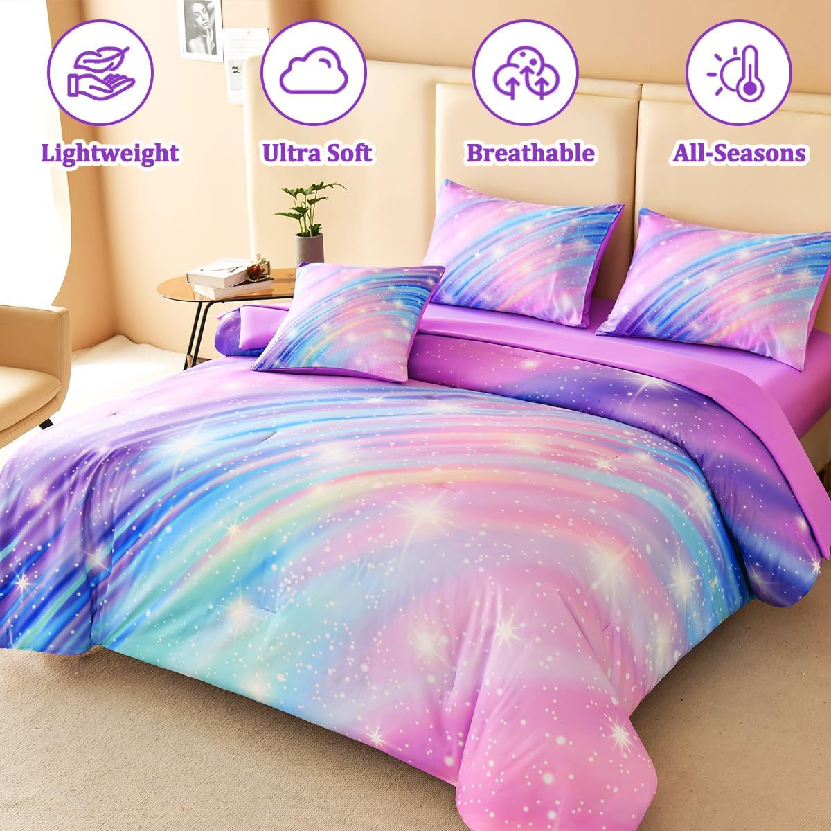 6pc Rainbow Bedding Set - Full Size