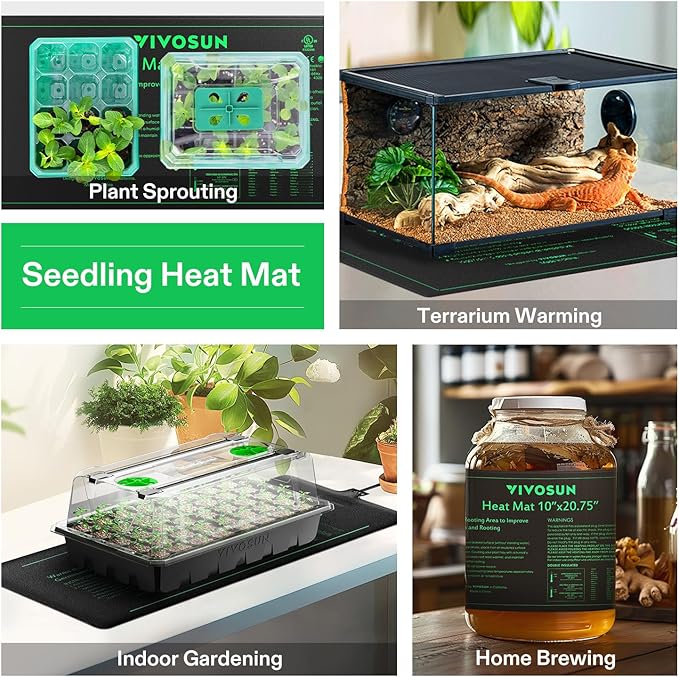 2 Pack Durable Waterproof Seedling Heat Mat 10" x 20.75"