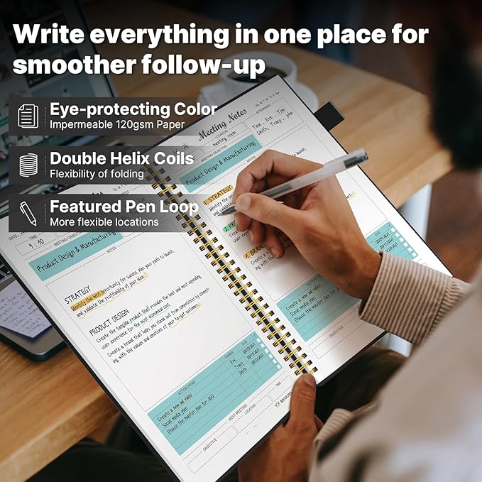 Regolden-Book Meeting Notebook (7”x10”), Black