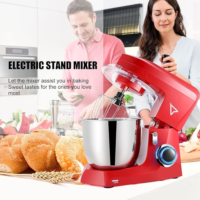 5QT Tilt-Head Stand Food Mixer| 10 Speeds | Stainless Steel Bowl