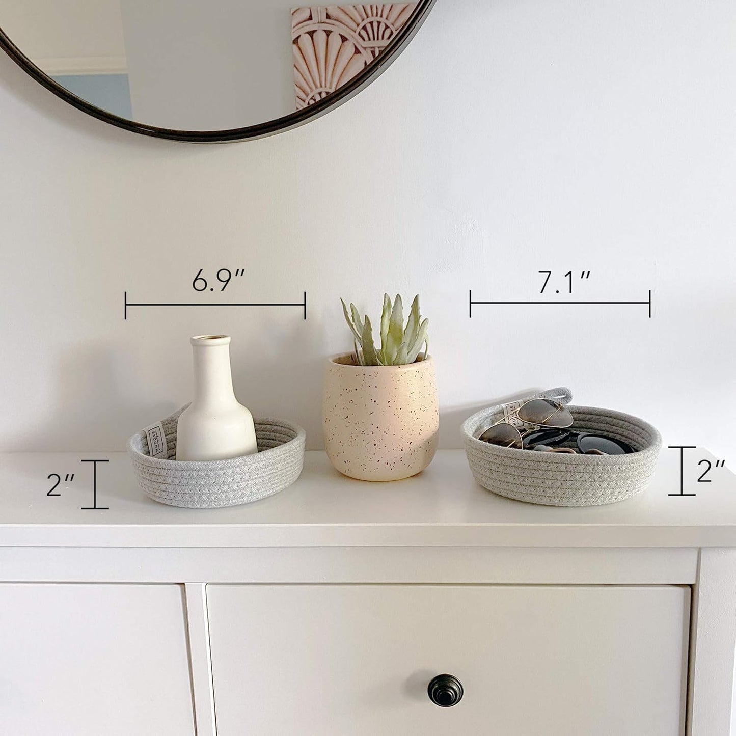 2PC Small Cotton Rope Baskets