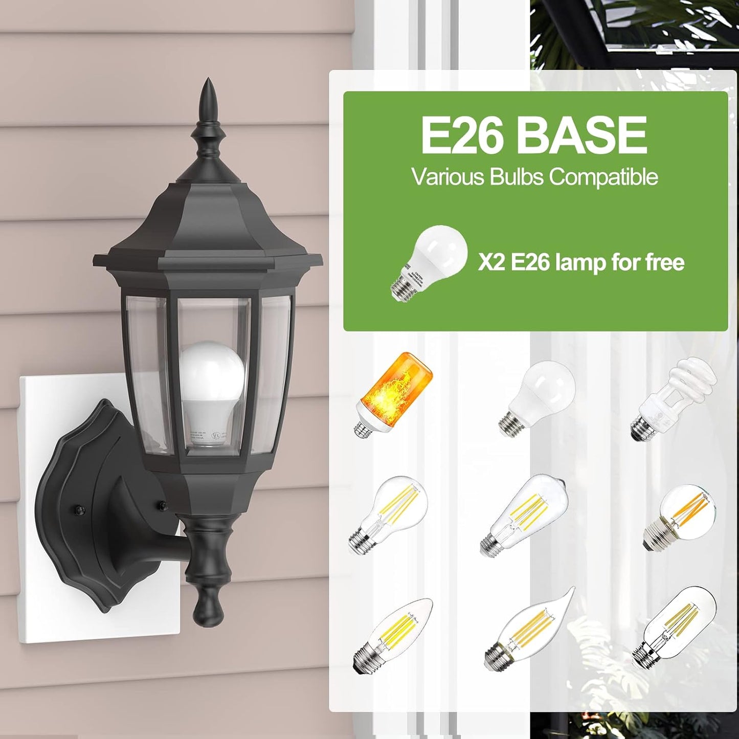Outdoor Porch Sconce LED Exterior Wall Anti-Corrosion Plastic