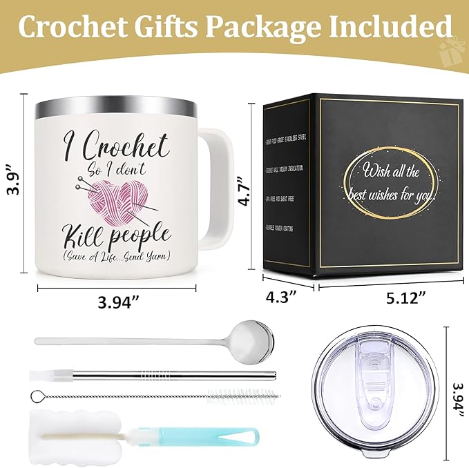 I Crochet So I Don't Kill 14oz Insulated Coffee Mug