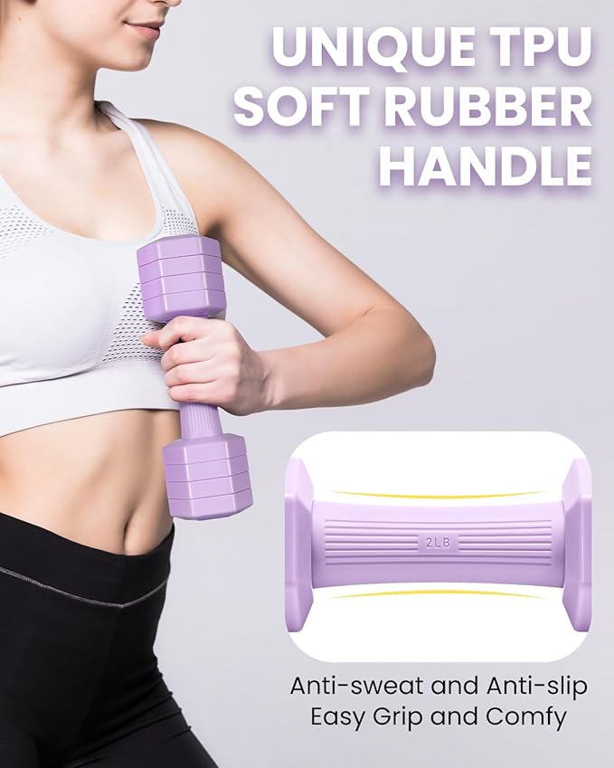 Adjustable Dumbbells Set 10 lbs - Purple