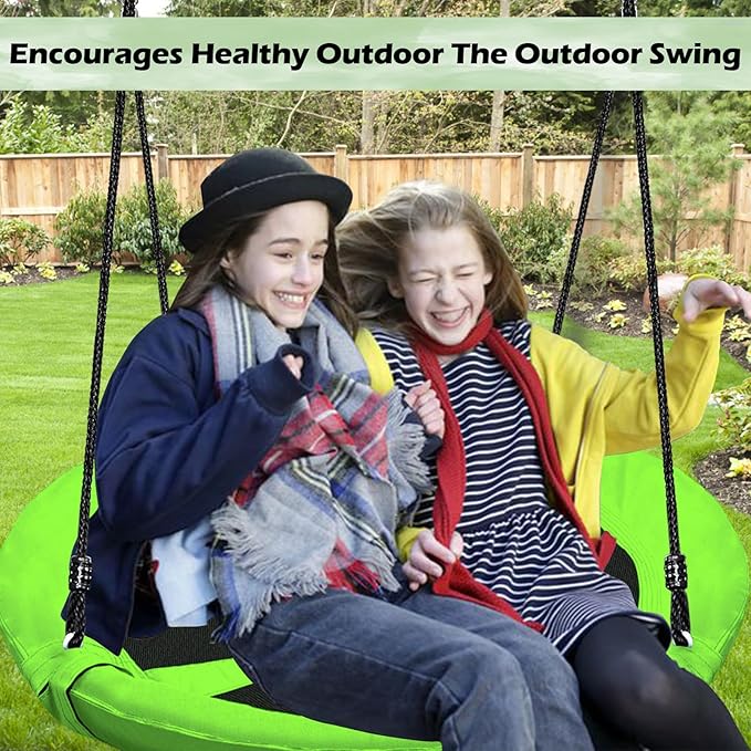 40 Inch Green Saucer Tree Swing Set for Kids & Adults, up to 500 lbs