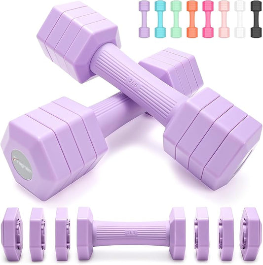 Adjustable Dumbbells Set 10 lbs - Purple