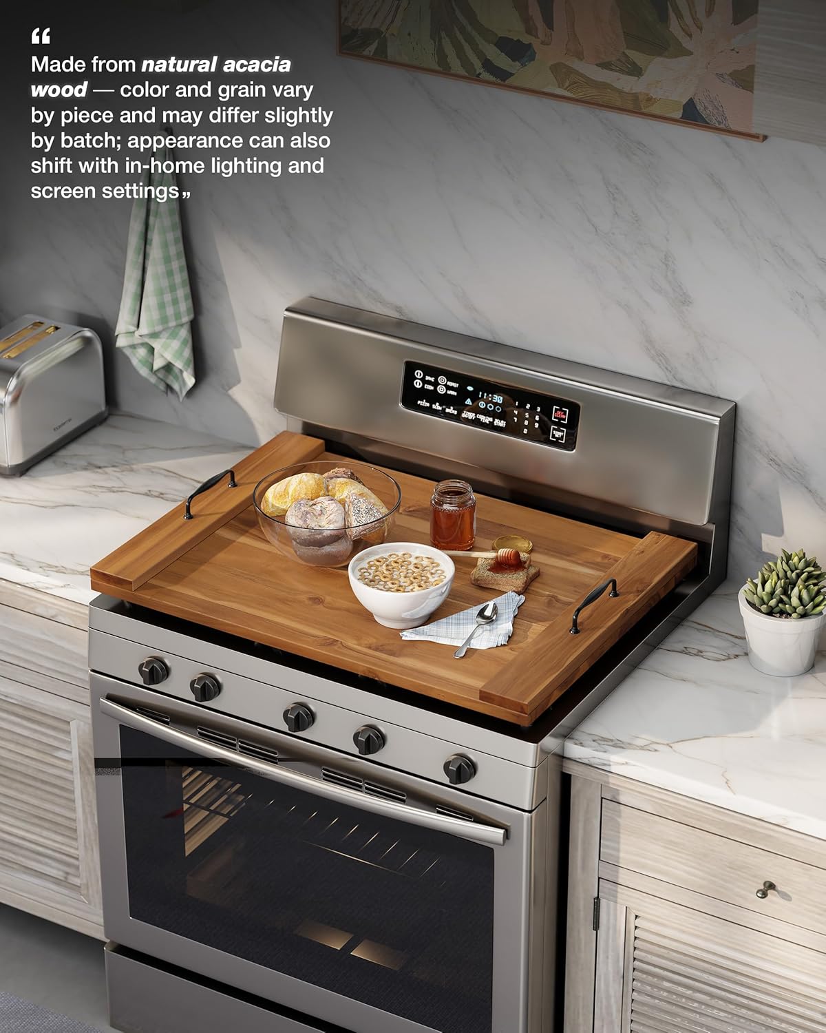 Acacia Wood Kitchen Tray Stove Cover