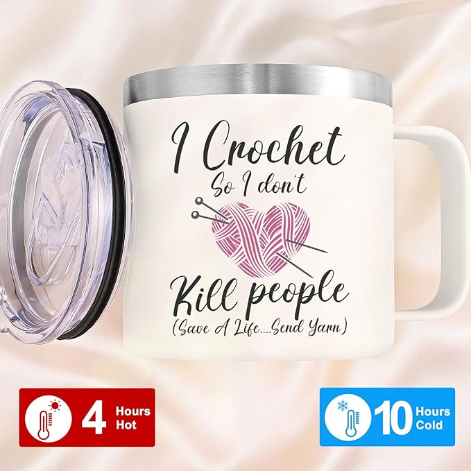 I Crochet So I Don't Kill 14oz Insulated Coffee Mug