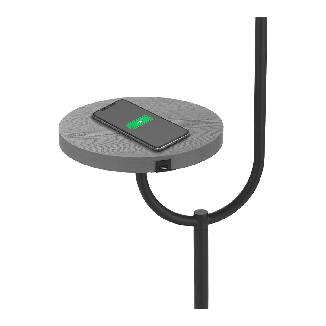 Floor Lamp with Wireless Charging Table
