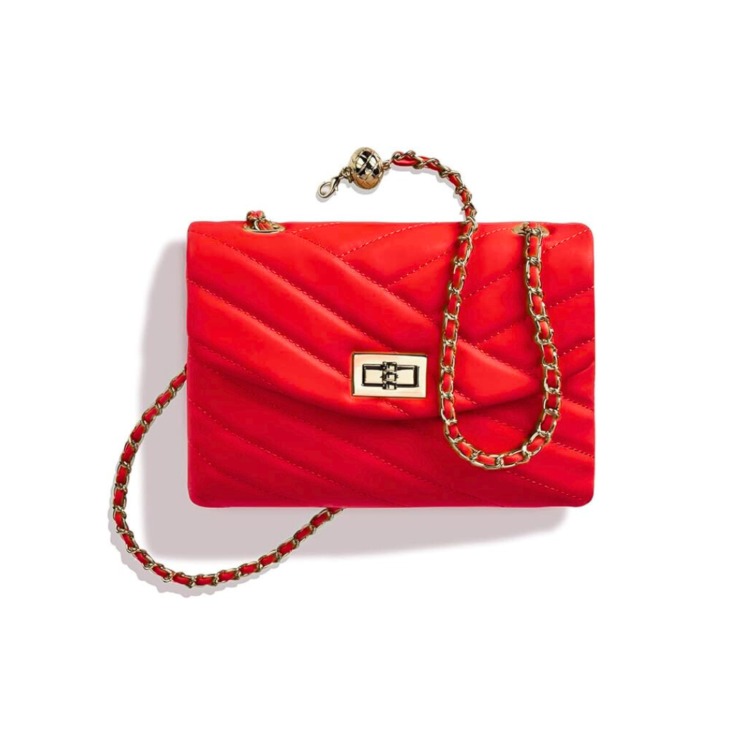Quilted Crossbody Handbag - Red