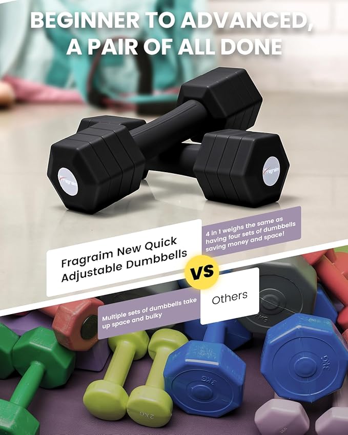Adjustable Dumbbells Set 10 lbs - Black