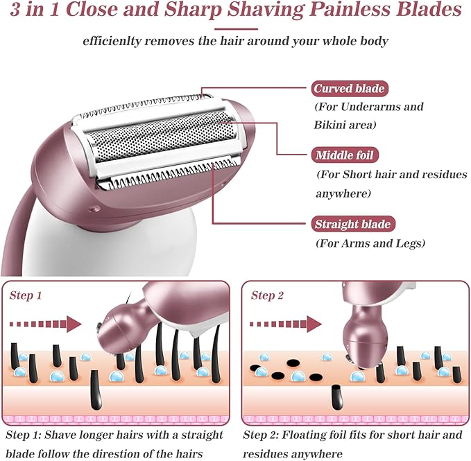 Women's Electric Shaver Cordless Rechargeable