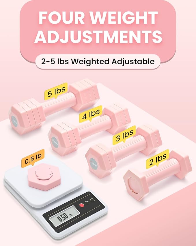 Adjustable Dumbbells Set 10 lbs - Pink