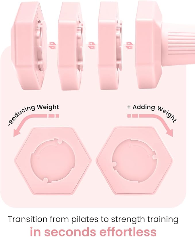 Adjustable Dumbbells Set 10 lbs - Pink