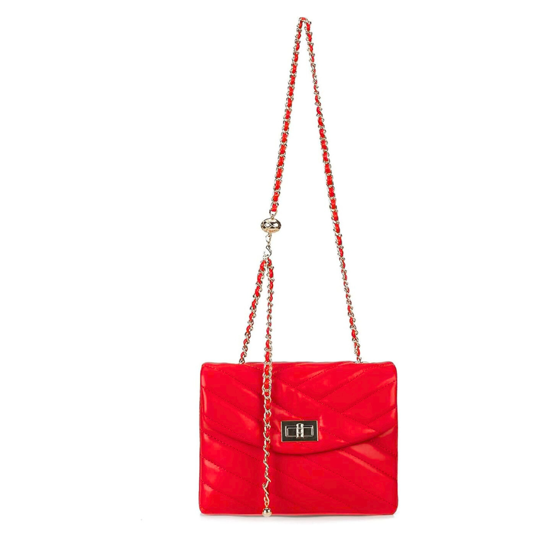 Quilted Crossbody Handbag - Red