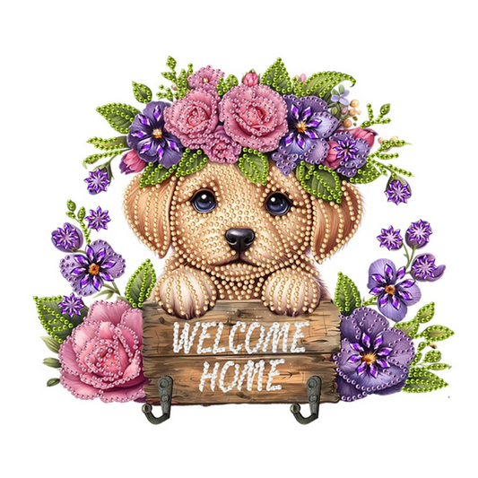 DIY Diamond Painting with Key Holder Hooks - Puppy