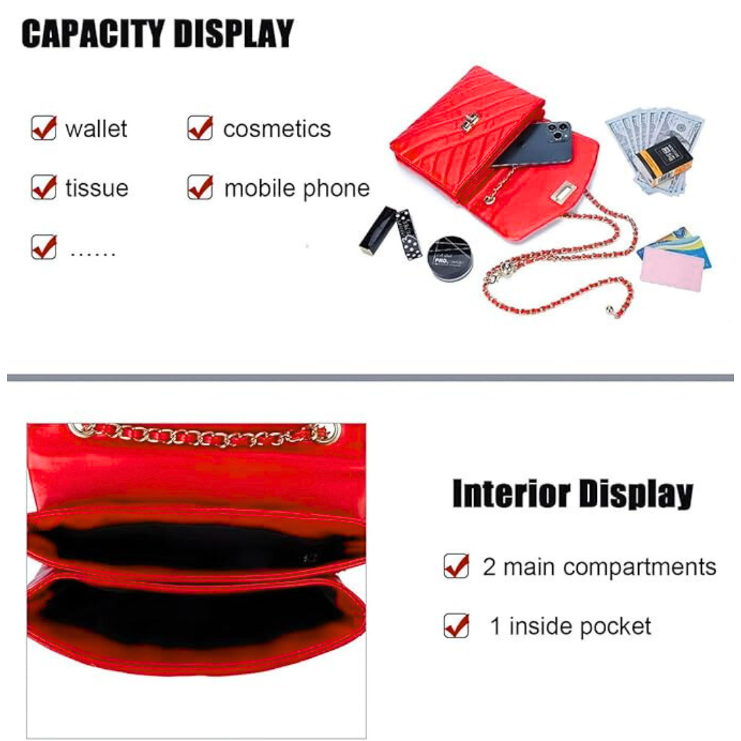 Quilted Crossbody Handbag - Red